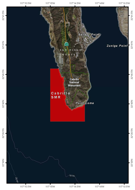 Map of Cabrillo State Marine Reserve - click to enlarge in new tab